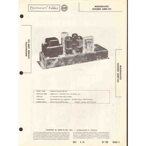 MAGNAVOX model AMP-135 4 tube 10 watt amplifier Sams Photofact manual