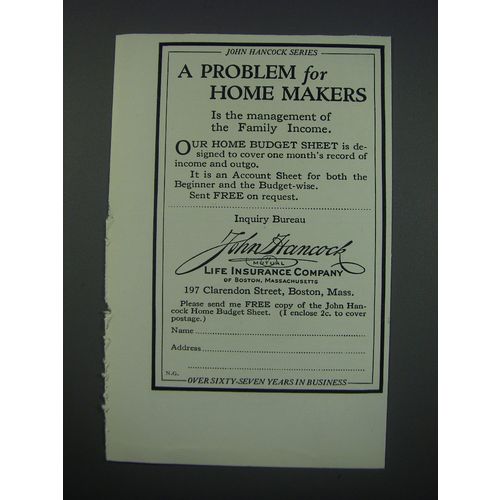 1930 John Hancock Mutual Life Insurance Company Ad - A Problem for Home Makers