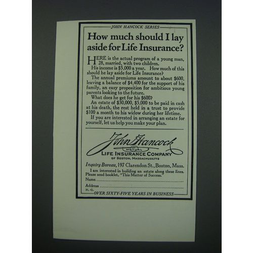 1930 John Hancock Mutual Life Insurance Company Ad - How much should I lay