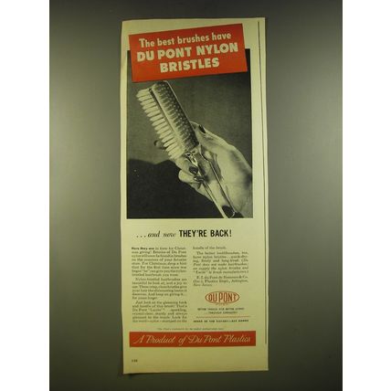 1945 Du Pont Nylon Ad - The best brushes have Du Pont Nylon bristles