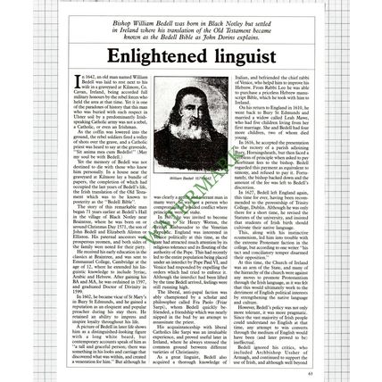 9600) Bishop William Bedell Black Notley Kilmore Ireland - c.1988 Article