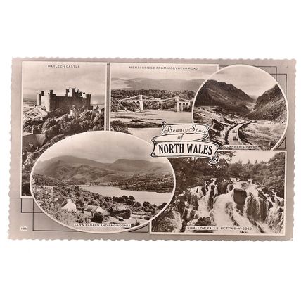 NORTH WALES, multiview , used vintage postcard RP 1962 postmark #