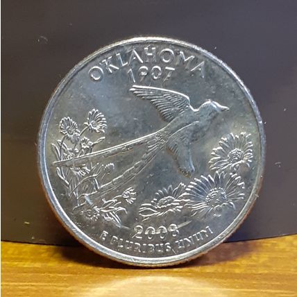 2008 Used USA United States of America Quarter Dollar Coin - Oklahoma