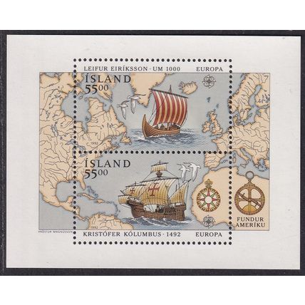 Iceland 1992 SG MS787 UMM Minisheet - Europa/CEPT (G-244)