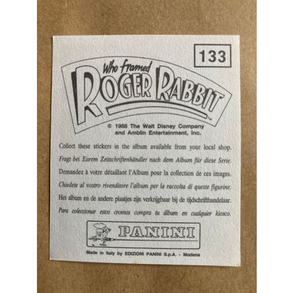 Who Framed Roger Rabbit Sticker # 133 (A) unused 1988 Panini Disney