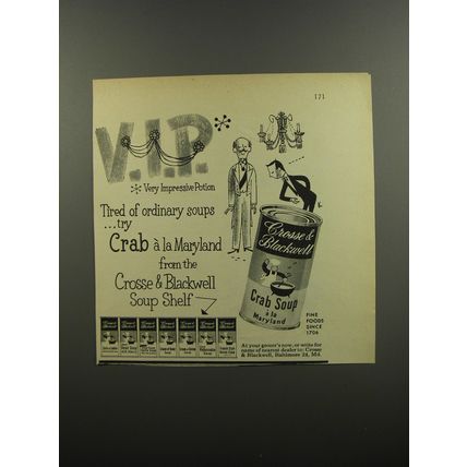 1953 Crosse & Blackwell Crab Soup a la Maryland Advertisement