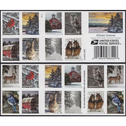 Winter Scenes Booklet Pane of 20 First Class Stamps Scott 5541a - Stuart Katz