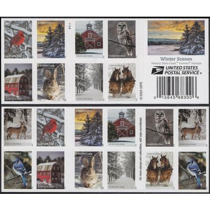 Winter Scenes Booklet Pane of 20 - Postage Stamps Scott 5540a