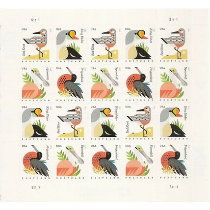 4994a, Coastal Birds Sheet of 20 Post Card - Stamps - Stuart Katz