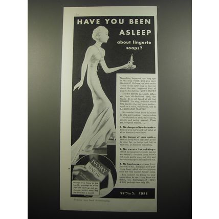1933 Ivory Snow Detergent Ad - Have you been asleep about lingerie soaps?