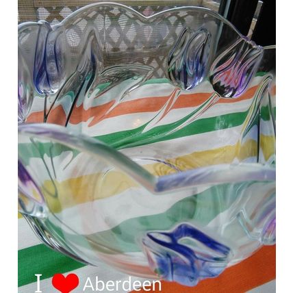 Fruit Bowl, Glass w/Floral Design