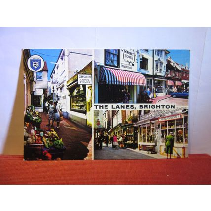 multiview, THE LANES, BRIGHTON, SUSSEX used postcard by Elgate 1977 pm =