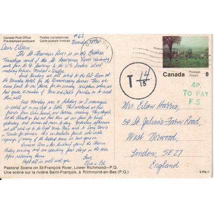 Canada Postcard 1974 - Pastoral Scene on St-Francois River, Lower Richmond