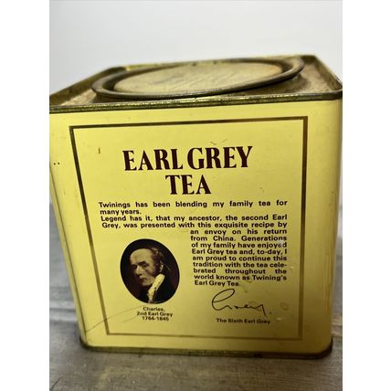 Twinings of London Earl Grey EMPTY Vintage 1990 Collectible Tin Container