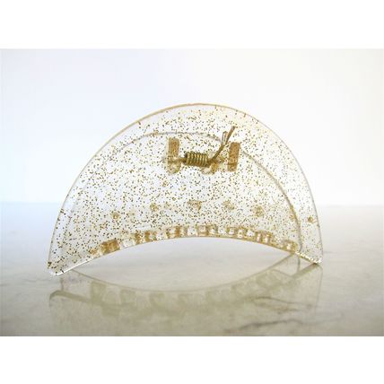 Clear transparent triangle gold sparkle glitter hair claw clip for medium fine