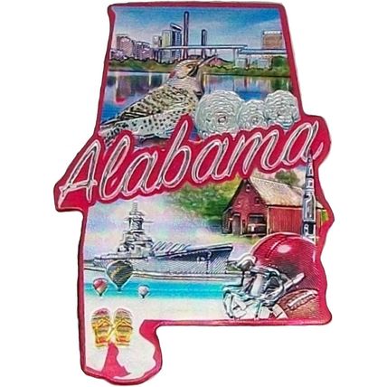 Alabama State Outline Foil Fridge Magnet