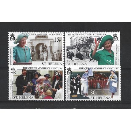 St Helena."Queen Elizabeth the Queen Mother Century" set of 4.Unmntd Mint.Mar24