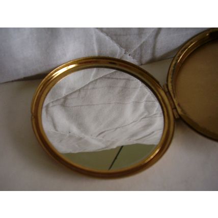Vintage Powder Compact Brass Machine Turned Spiral Design Loose Cream Powder