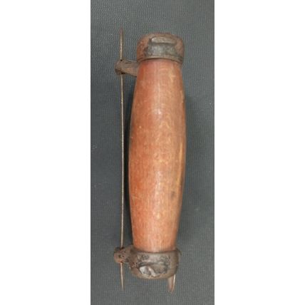 Antique Handheld Double 6 1/4" Blade Food Chopper W/ Wooden Handle
