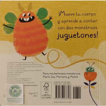 LOS MONSTRUOS JUEGAN A CONTAR! de FLAVIA Z DRAGO SPANISH LANGUAGE BOARD BOOK