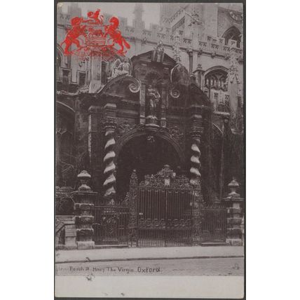 Porch, St Mary the Virgin, Oxford, Oxfordshire, 1905 - Tucks Silverette Postcard