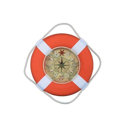 Pack Of 2] Vibrant Orange Decorative Lifering Clock With White Bands 18""