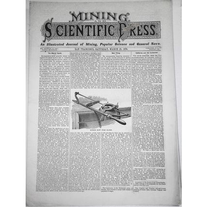Mining and Scientific Press, March 25, 1876. Glacial Epoch; Aluminum Uses; etc