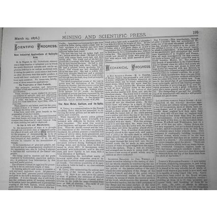 Mining and Scientific Press, March 25, 1876. Glacial Epoch; Aluminum Uses; etc