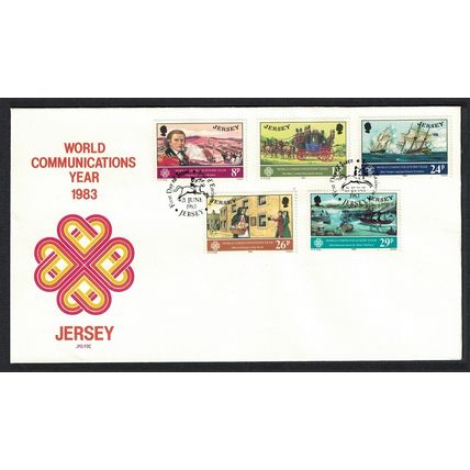 Jersey Horses Coach Ship World Communications Year FDC 1983 SG#314-318