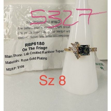 NIB Ring Bomb Party Sz8 RBP6180 On The Fringe LC Rainbow Topaz Rose Gold Pl