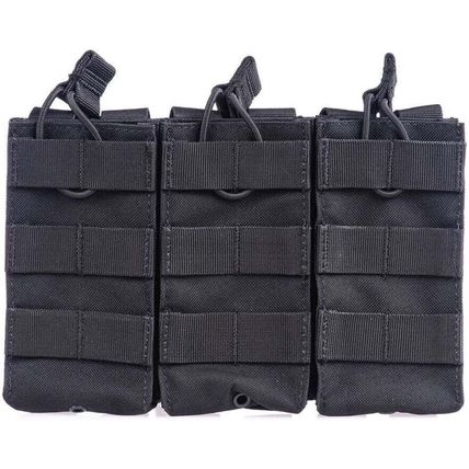 CMJ Supply Tactical 3 Rifle Mag Pouch Black Nylon Open Top Bungee