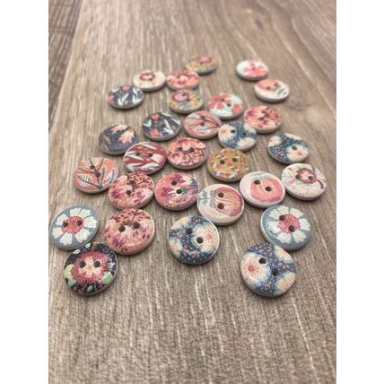 15mm Wooden Cute Flower Round Buttons For Cardigans Craft Diy Knitting 2 Hole