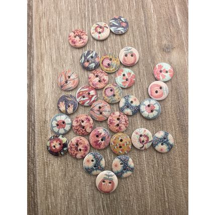 15mm Wooden Cute Flower Round Buttons For Cardigans Craft Diy Knitting 2 Hole