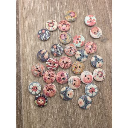15mm Wooden Cute Flower Round Buttons For Cardigans Craft Diy Knitting 2 Hole