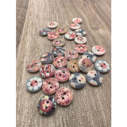 15mm Wooden Cute Flower Round Buttons For Cardigans Craft Diy Knitting 2 Hole
