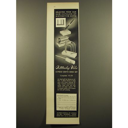 1961 Dunhill 4-Piece Onyx Desk Set Advertisement