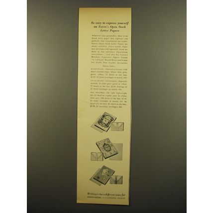 1961 Eaton's Open Stock Letter Papers Ad - So easy to express yourself