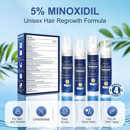5% Minoxidil Foam for Hair & Beard Growth – Thickening Treatment for Men & Women