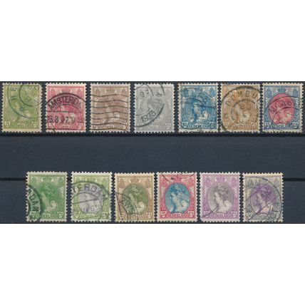 Queen Wilhelmina: 13 Values - Netherlands 1899 - Used Hinged (A)