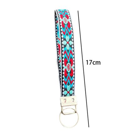 Light Blue Western Pattern Knitted Wristband Keychain