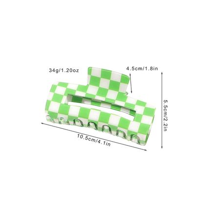 Light Green Checkered Print Hollow Out Hair Clip