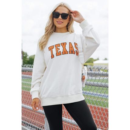 White TEXAS Graphic Drop Shoulder Crewneck Sweatshirt