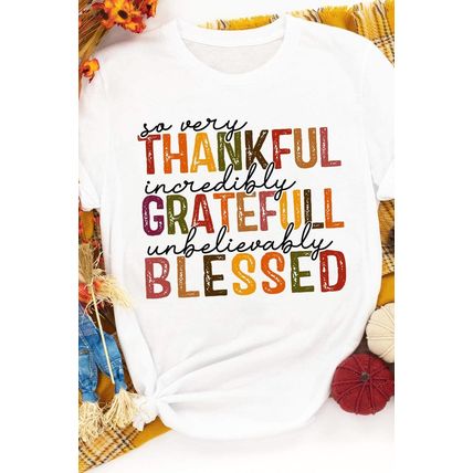 White Thanksgiving Slogan Print Crew Neck T Shirt