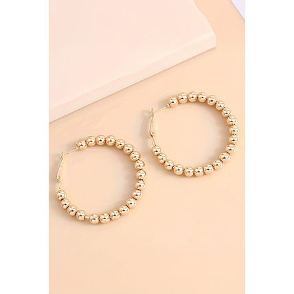 Gold Plated Beads Alloy Hoop Earrings