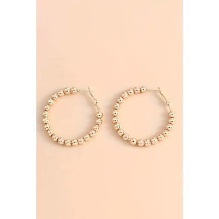 Gold Plated Beads Alloy Hoop Earrings