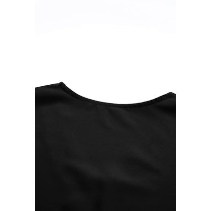 Black Lace Trim V Neck Short Sleeve Blouse