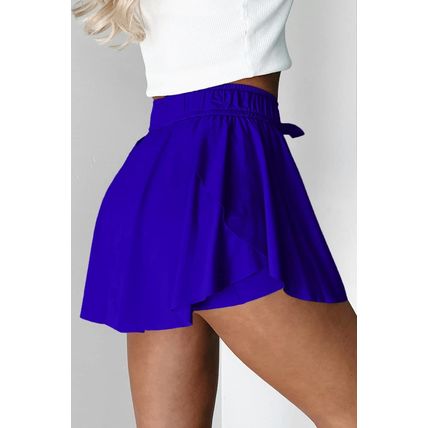 Dark Blue Drawstring High Waist Lined Tennis Skorts