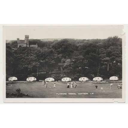 VENTNOR Flowers Brook Caravans Putting Castle mid 20th C. RPPC
