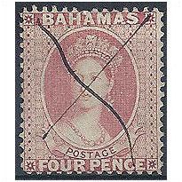 Bahamas 1863 SG36 4d Dull Rose Good/Fine Used Fiscal