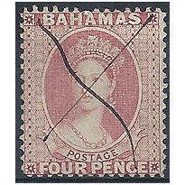 Bahamas 1863 SG36 4d Dull Rose Good/Fine Used Fiscal